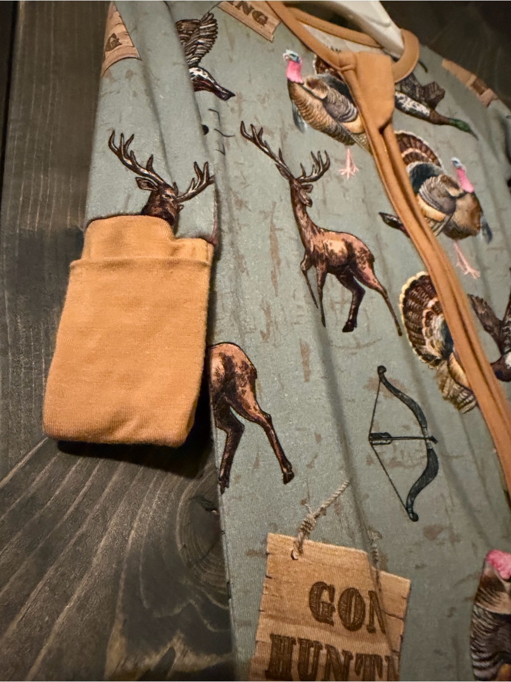 Gone Hunting Duck Deer Turkey baby boy zipper romper - Picture 7 of 7